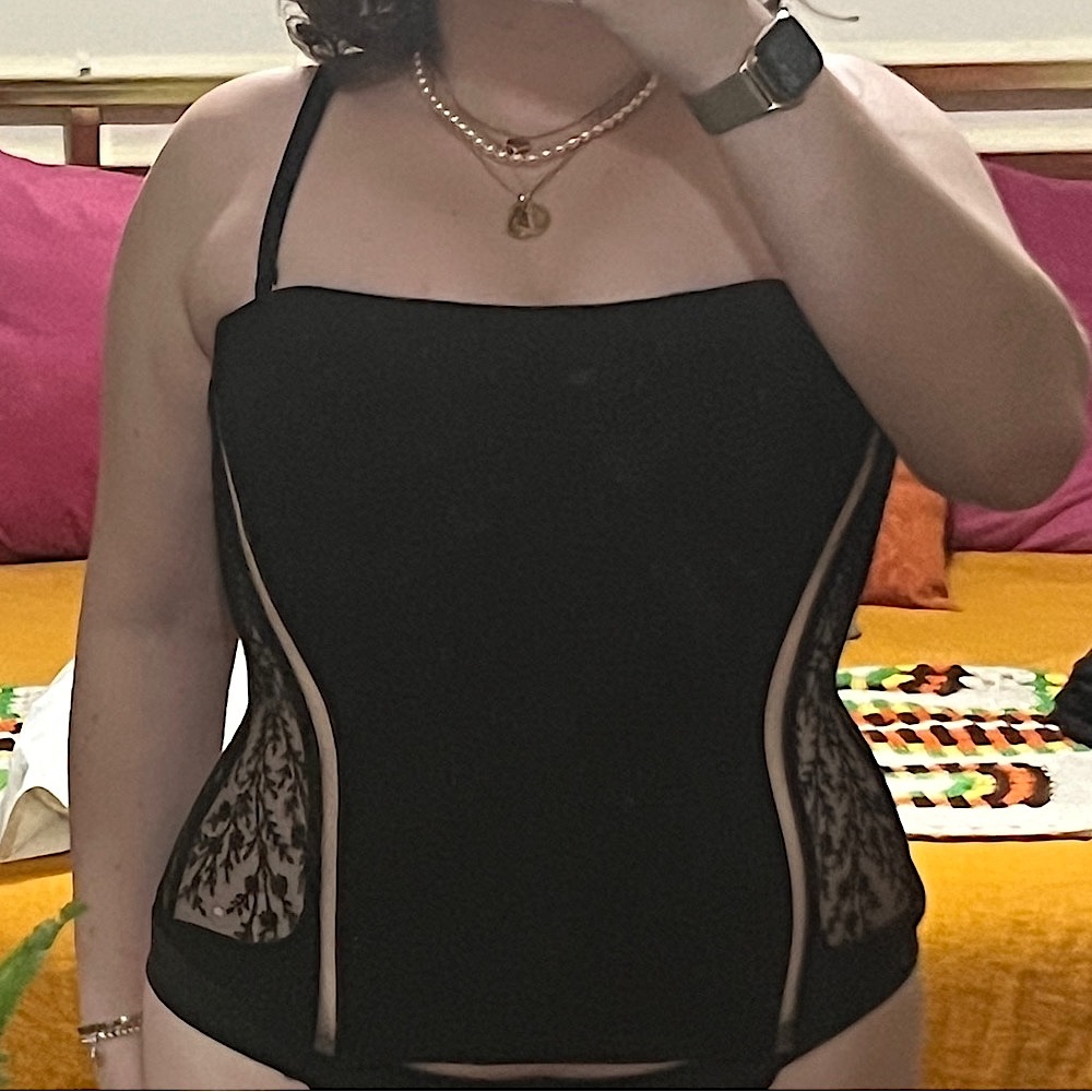 La Perla Corset Top with Sheer Lace Sides